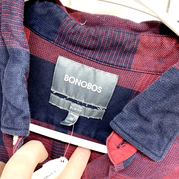 Bonobos Flannel Shirt Men's M Slim Fit Preppy Lightweight 100% Cotton Autumn - Picture 3 of 5